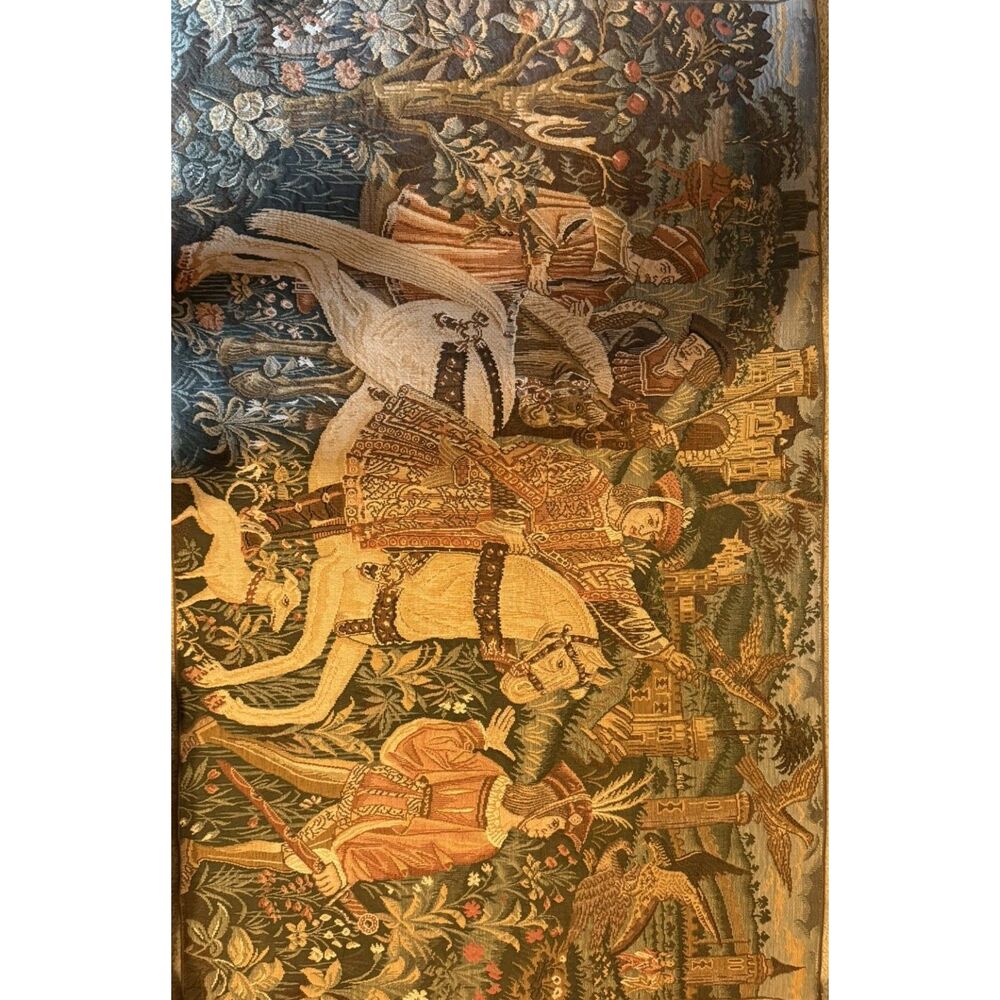Vintage Belgian Tapestry Departure for the Hunt Ter Waes American Express Cotton